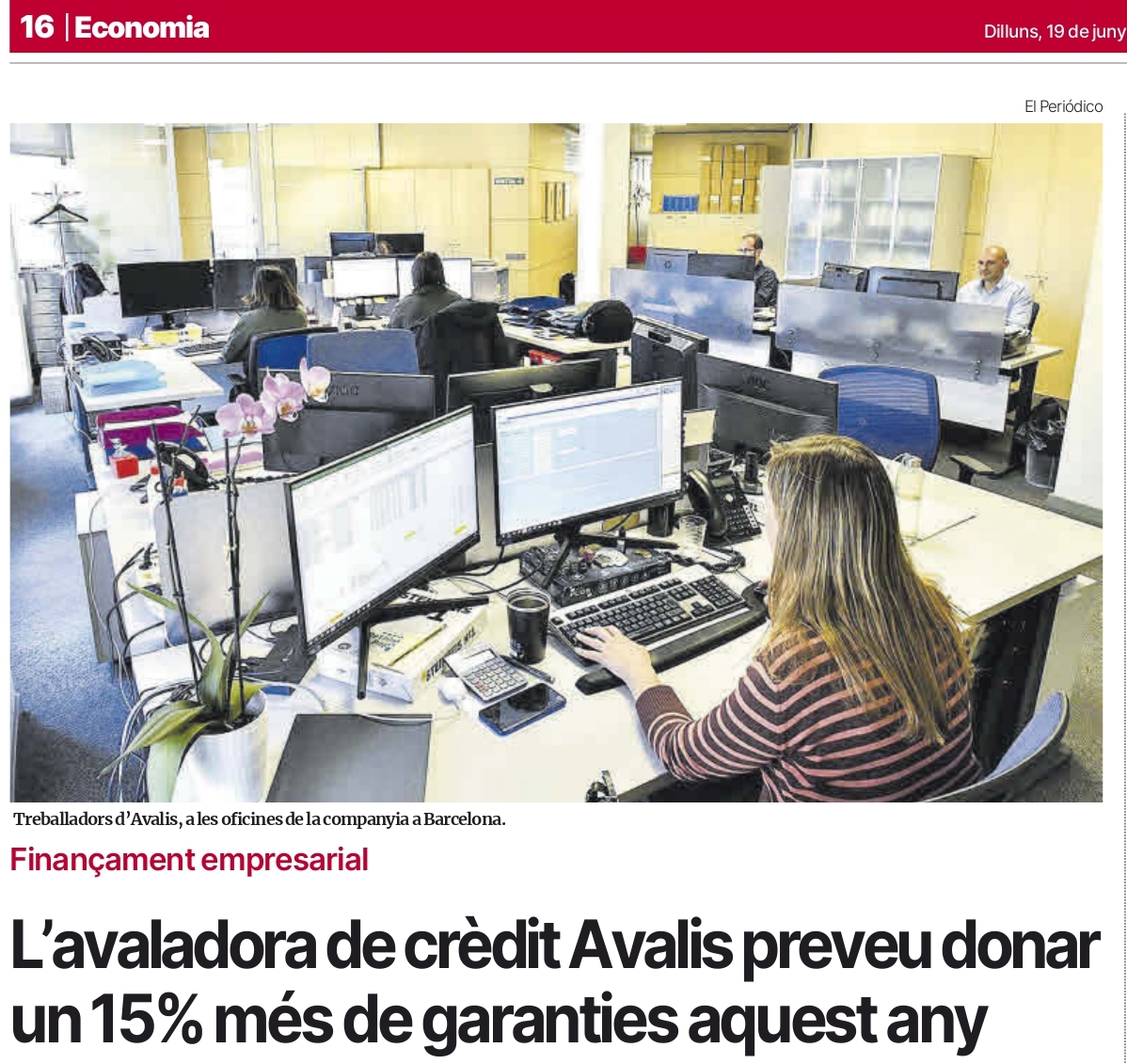 imagen de  L'avaladora de crèdit Avalis preveu donar un 15% més de garanties aquest any - El Periódico